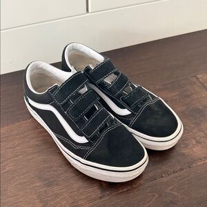 Vans Kids Black and White Velcro Sneakers